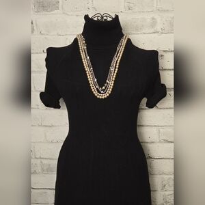 Lia Sophia Layered Pearl Chain Necklace Multi Strand Elegant Classic